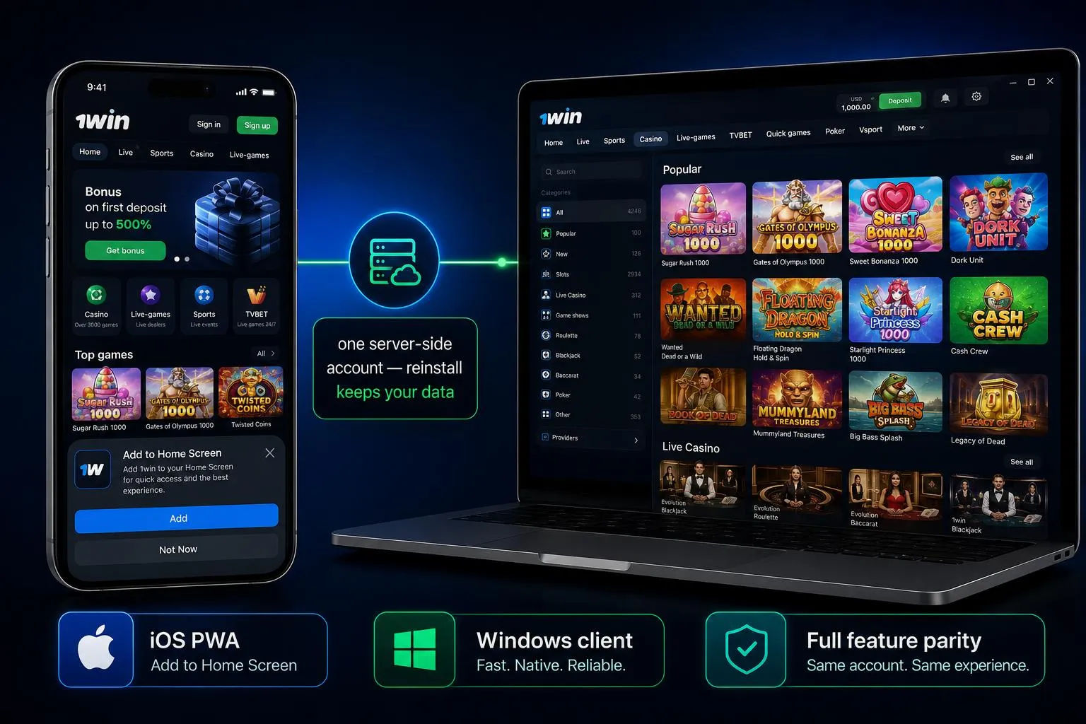 Setting up the 1Win app on iOS and Windows